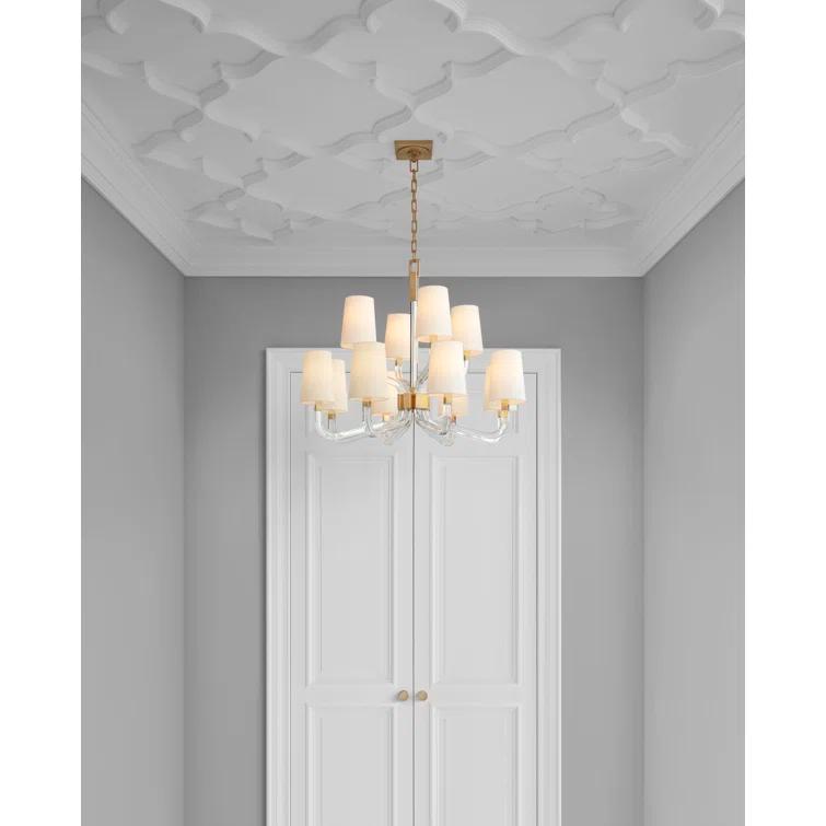 Antique-Burnished Brass and Crystal Two Tier Chandelier
