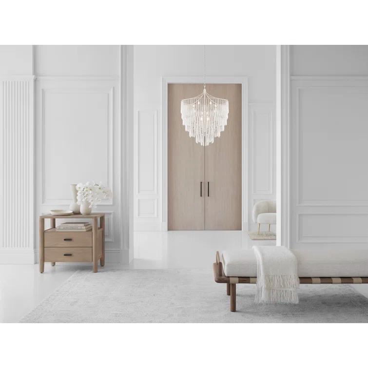 Plaster White Crystal 12-Light Chandelier