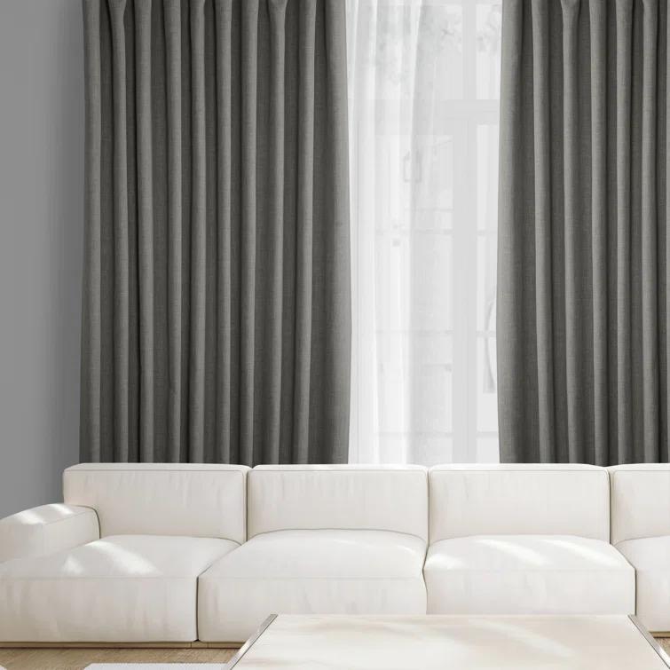 Textured Faux Linen Rod Pocket Room Darkening Curtains for Bedroom & Living Room Curtains - Single Panel Drapes