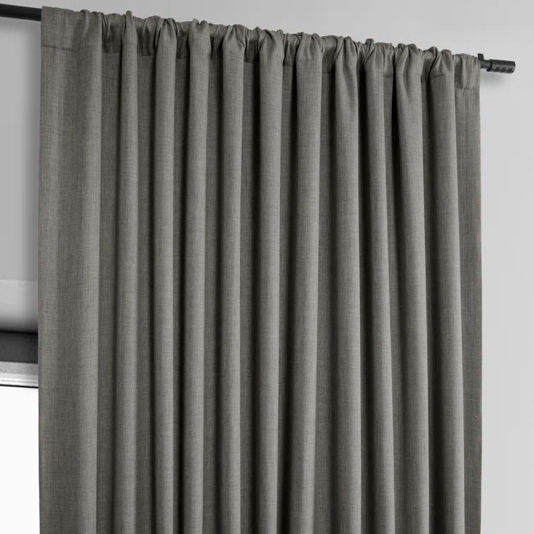 Textured Faux Linen Rod Pocket Room Darkening Curtains for Bedroom & Living Room Curtains - Single Panel Drapes