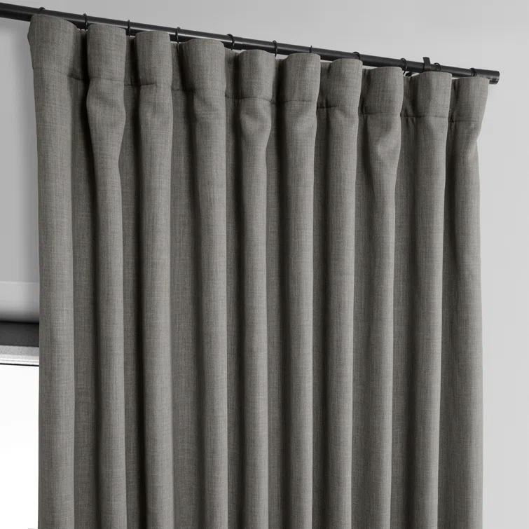 Textured Faux Linen Rod Pocket Room Darkening Curtains for Bedroom & Living Room Curtains - Single Panel Drapes