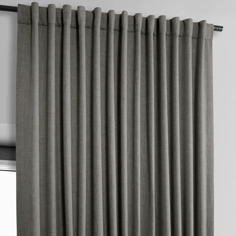 Textured Faux Linen Rod Pocket Room Darkening Curtains for Bedroom & Living Room Curtains - Single Panel Drapes