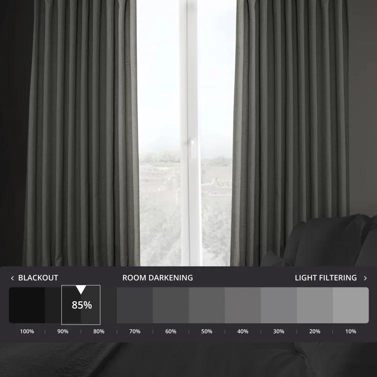 Textured Faux Linen Rod Pocket Room Darkening Curtains for Bedroom & Living Room Curtains - Single Panel Drapes