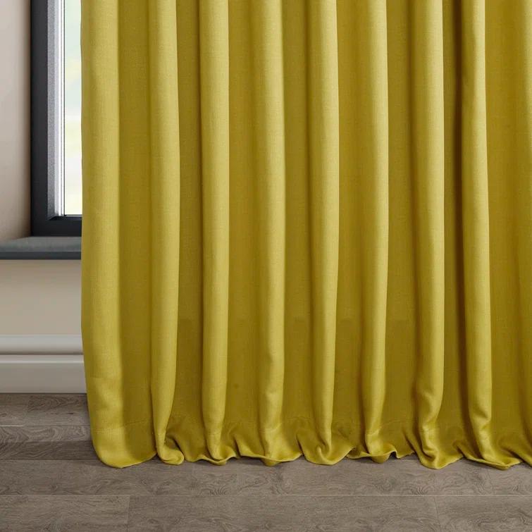 Textured Faux Linen Rod Pocket Room Darkening Curtains for Bedroom & Living Room Curtains - Single Panel Drapes