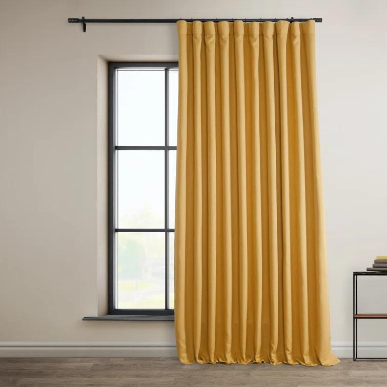 Ottis Textured Faux Linen Rod Pocket Room Darkening Curtains for Bedroom & Living Room Curtains - Single Panel Drapes
