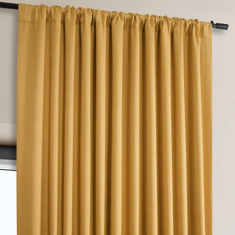 Ottis Textured Faux Linen Rod Pocket Room Darkening Curtains for Bedroom & Living Room Curtains - Single Panel Drapes