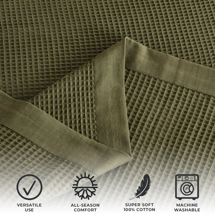 100% Cotton Lightweight Waffle Weave Summer Blanket