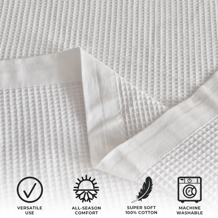 100% Cotton Lightweight Waffle Weave Summer Blanket