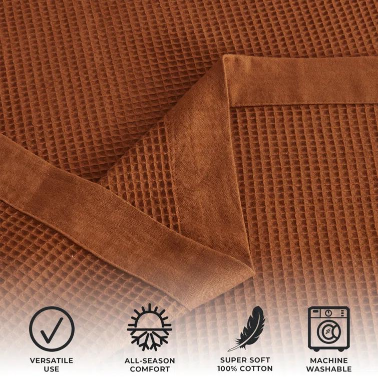 100% Cotton Lightweight Waffle Weave Summer Blanket