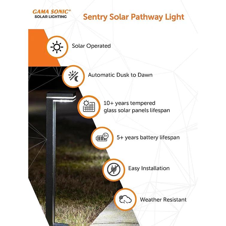 Sentry Modern 60 Lumens Solar Outdoor LED Landscape Pathway Light - 2 Pack