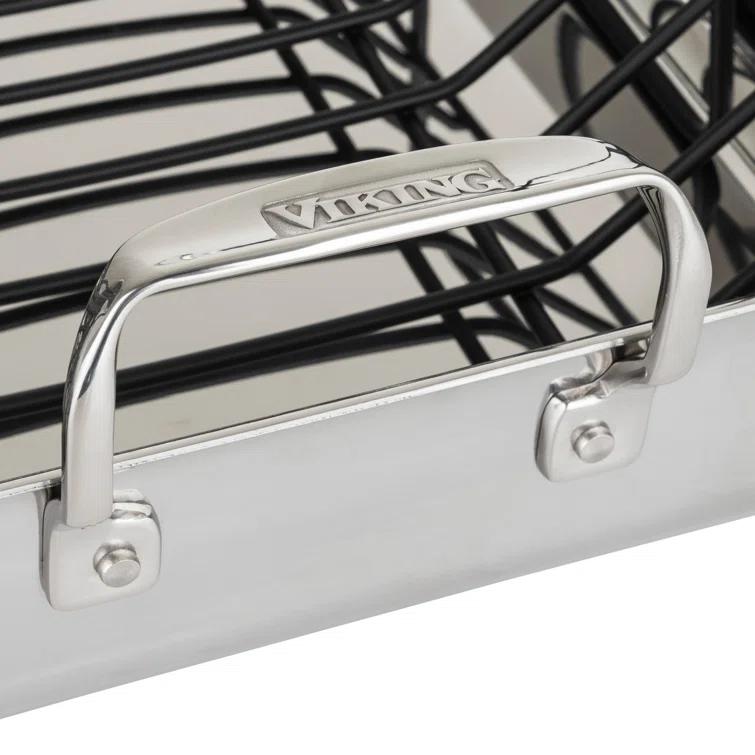 Viking ® 3-Ply Stainless Steel Roasting Pan with Rack and Thermometer Set