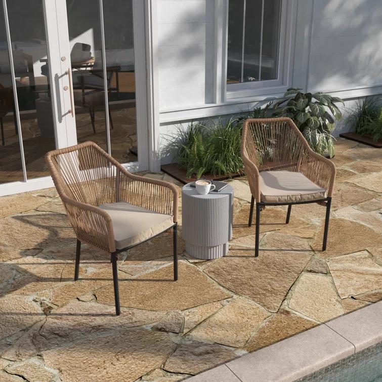 Taylor & Logan Kyla Metal Outdoor Stacking Dining Armchair with Cushion (Set of 2)