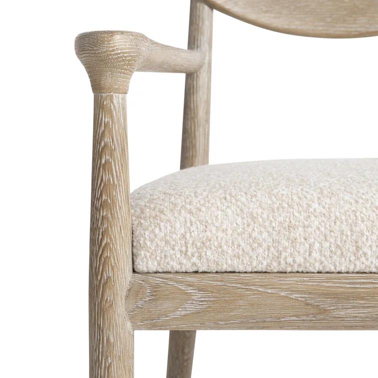Marcona Finish Handcrafted Wood Arm Chair with Upholstered Seat