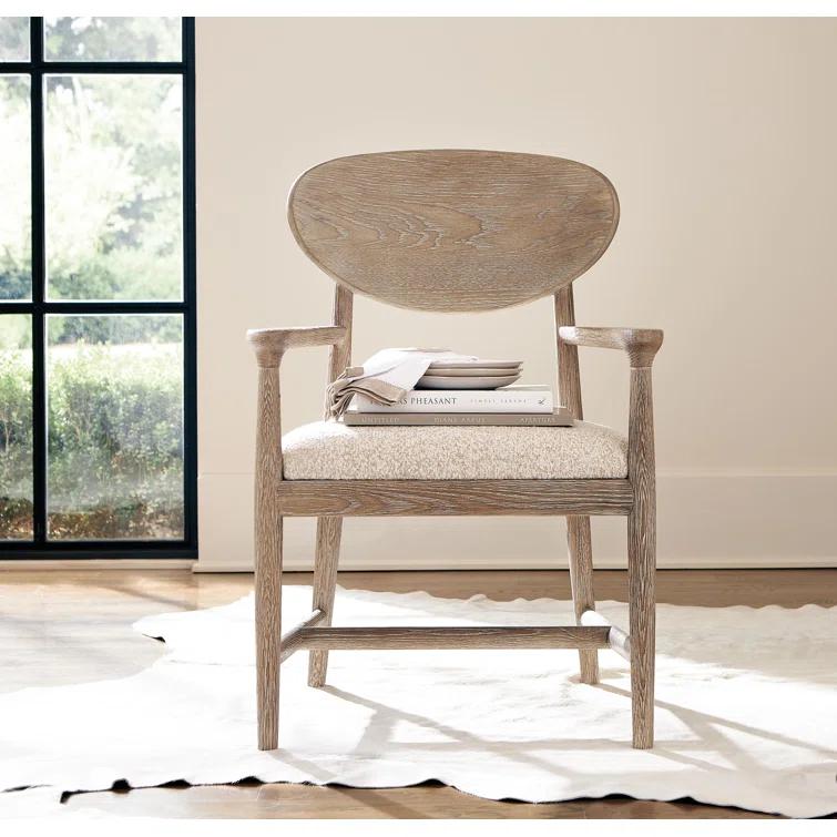 Marcona Finish Handcrafted Wood Arm Chair with Upholstered Seat