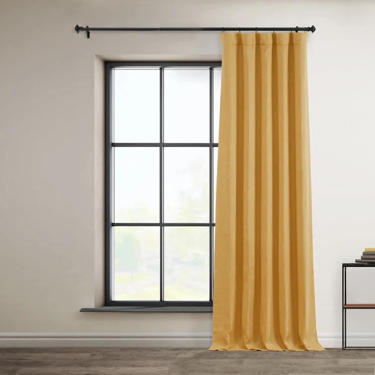 Ottis Textured Faux Linen Rod Pocket Room Darkening Curtains for Bedroom & Living Room Curtains - Single Panel Drapes