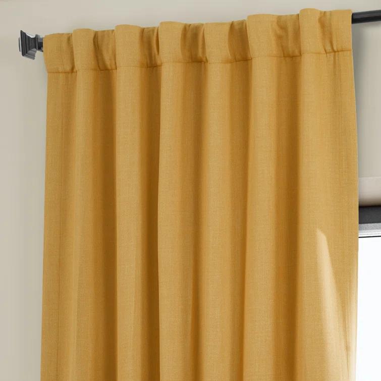 Ottis Textured Faux Linen Rod Pocket Room Darkening Curtains for Bedroom & Living Room Curtains - Single Panel Drapes