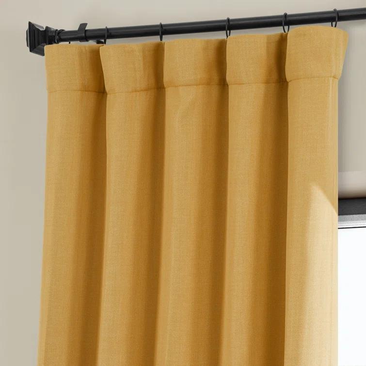 Ottis Textured Faux Linen Rod Pocket Room Darkening Curtains for Bedroom & Living Room Curtains - Single Panel Drapes