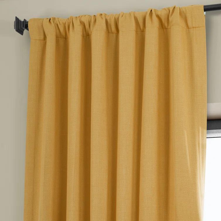 Ottis Textured Faux Linen Rod Pocket Room Darkening Curtains for Bedroom & Living Room Curtains - Single Panel Drapes