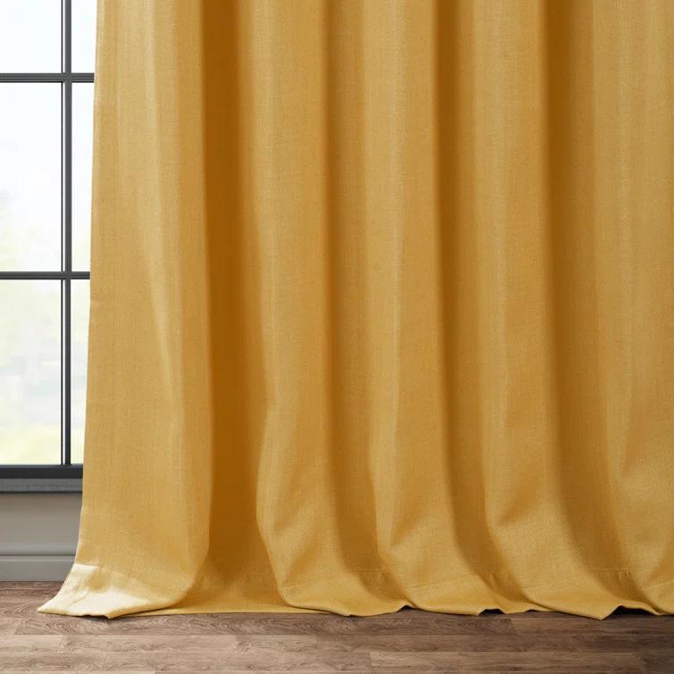 Ottis Textured Faux Linen Rod Pocket Room Darkening Curtains for Bedroom & Living Room Curtains - Single Panel Drapes