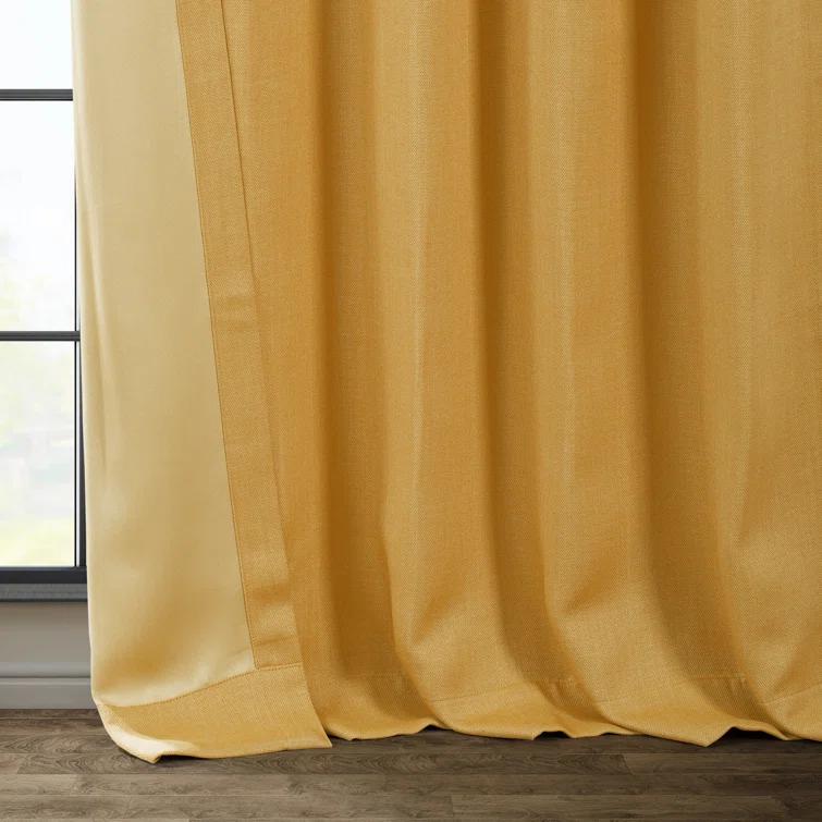 Ottis Textured Faux Linen Rod Pocket Room Darkening Curtains for Bedroom & Living Room Curtains - Single Panel Drapes