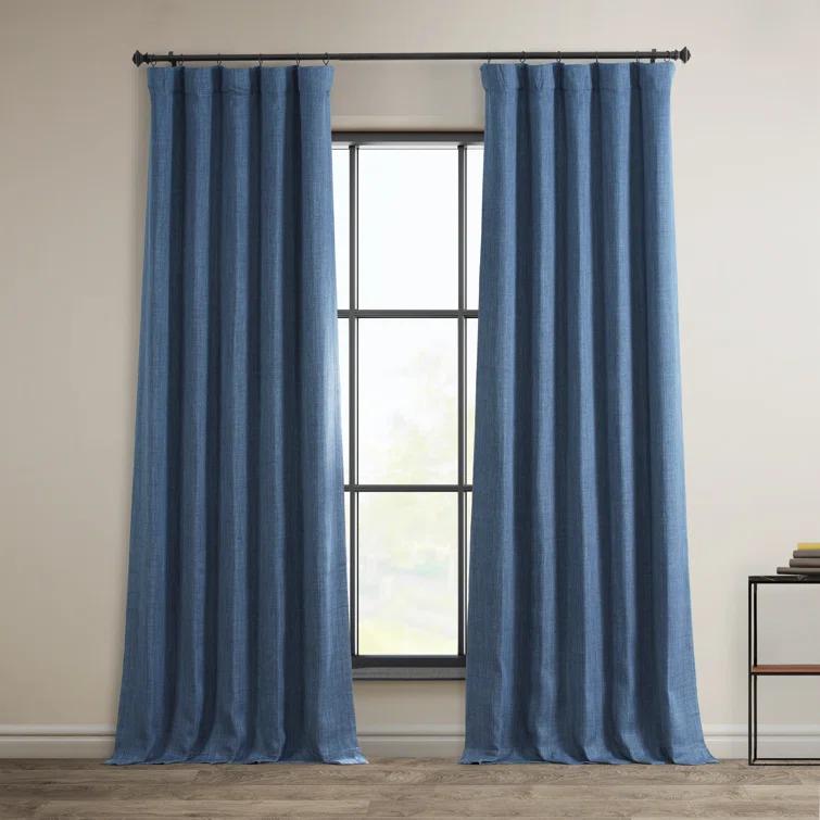 Ottis Textured Faux Linen Rod Pocket Room Darkening Curtains for Bedroom & Living Room Curtains - Single Panel Drapes