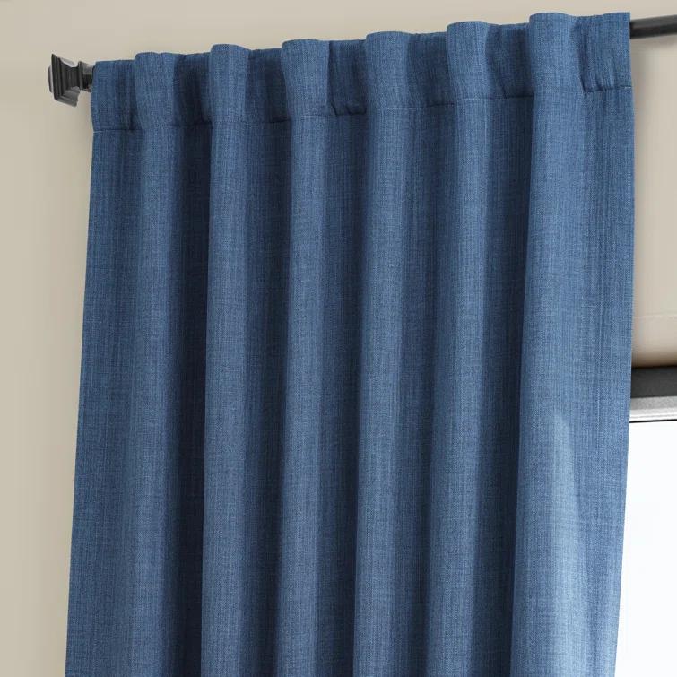 Ottis Textured Faux Linen Rod Pocket Room Darkening Curtains for Bedroom & Living Room Curtains - Single Panel Drapes