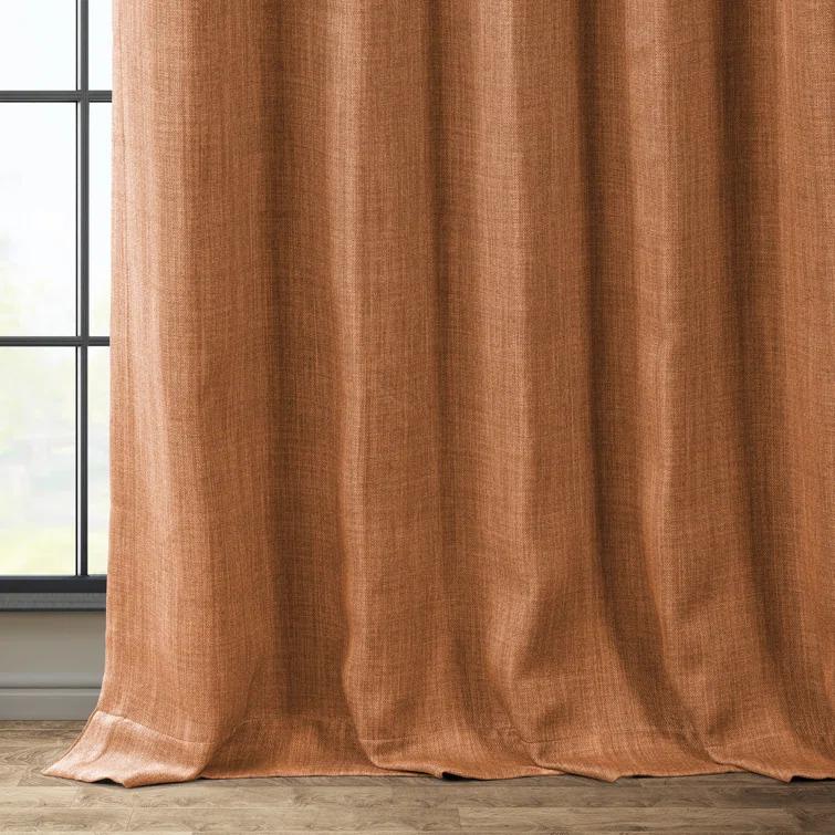 Ottis Textured Faux Linen Rod Pocket Room Darkening Curtains for Bedroom & Living Room Curtains - Single Panel Drapes