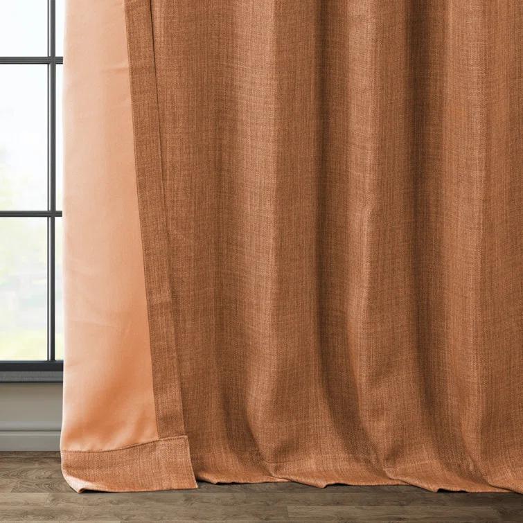 Ottis Textured Faux Linen Rod Pocket Room Darkening Curtains for Bedroom & Living Room Curtains - Single Panel Drapes