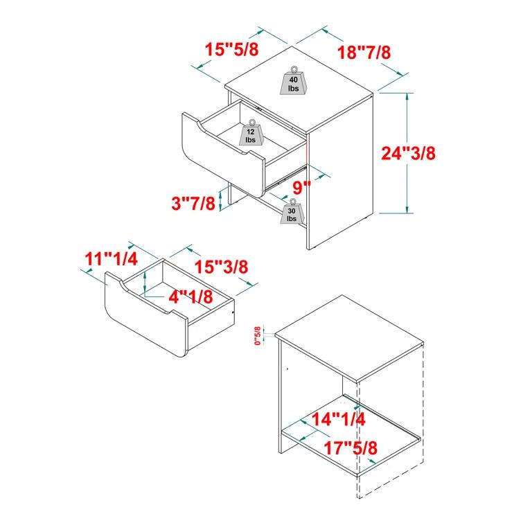 Jaqualine 1-Drawer Nightstand with Storage Cubby