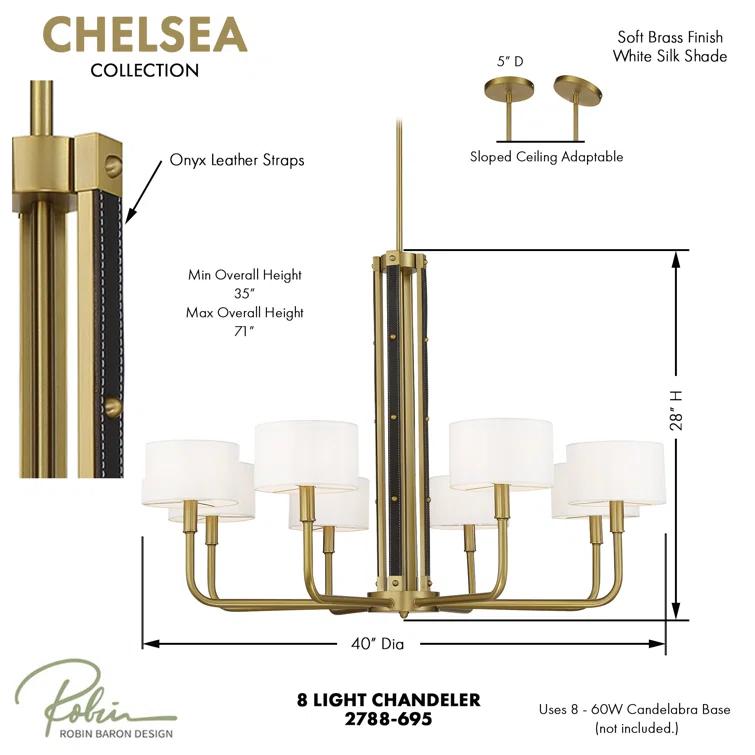 Minka Lavery Minka Lavery Chelsea Soft Brass With White Silk Chandelier