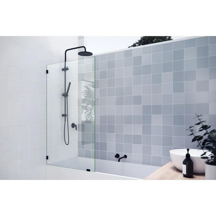 Vela 34 in. x 58.25 in. Frameless Single Fixed Bath Panel