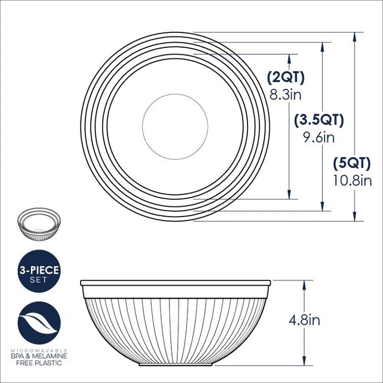 Nordic Ware 3-Piece Prep & Serve Mixing Bowl Set