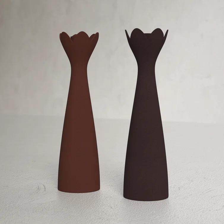 2 Piece Aluminum Tabletop Candlestick Set (Set of 2)