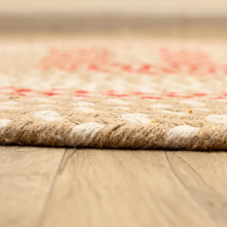 Farmhouse Braided Cotton Beige / Red Area Rug