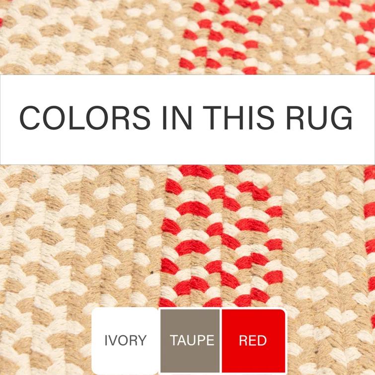Farmhouse Braided Cotton Beige / Red Area Rug
