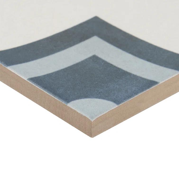 Plumeria Blue and White Square 9 in. x 9 in. Matte Porcelain Floor and Wall Tile (10.65 sq. ft./ Case)