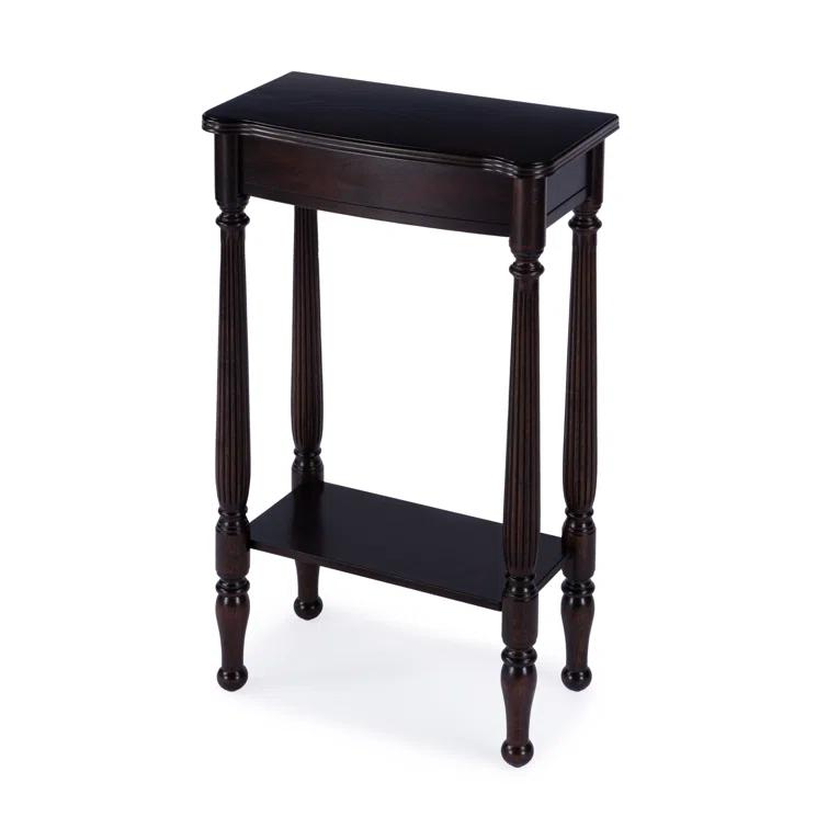 Whitney Rubbed Black Wood Console Table with Storage