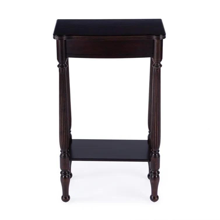 Whitney Rubbed Black Wood Console Table with Storage