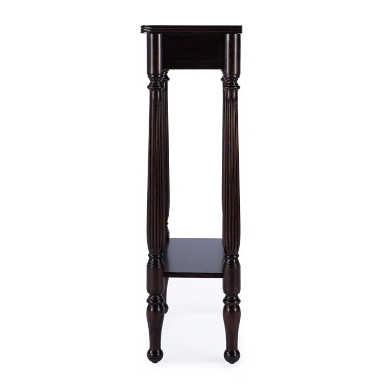 Whitney Rubbed Black Wood Console Table with Storage