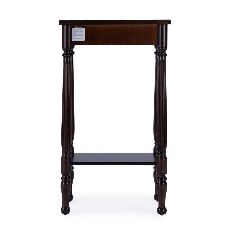 Whitney Rubbed Black Wood Console Table with Storage