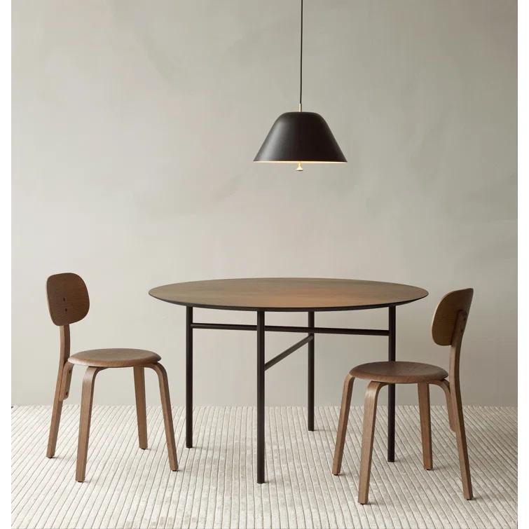 Round Dark Stained Oak Scandinavian Dining Table for Eight