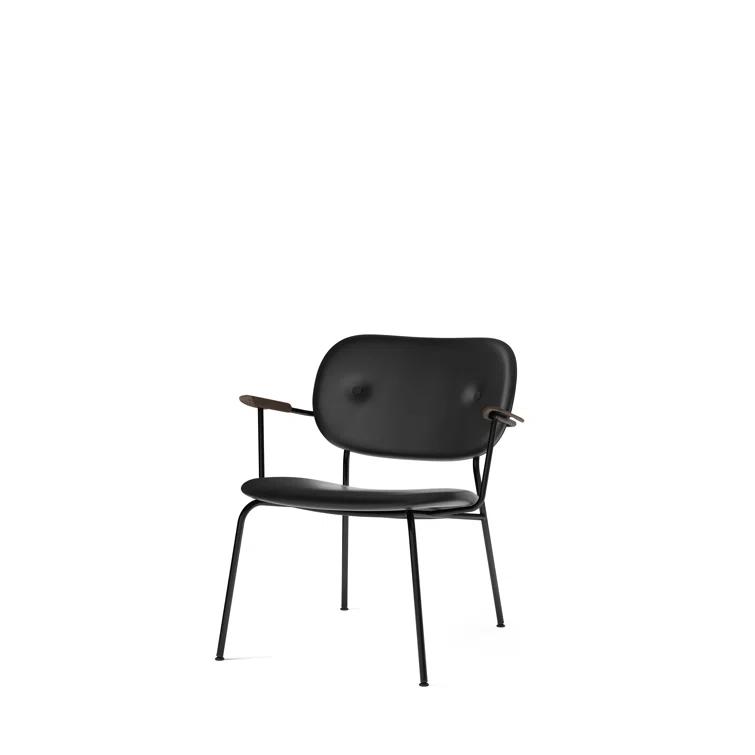 Sleek Geometric Black Metal Co Armchair with Optional Veneer Armrests