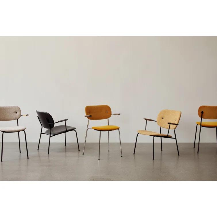 Sleek Geometric Black Metal Co Armchair with Optional Veneer Armrests