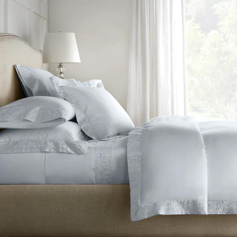 Icy Blue Egyptian Cotton Queen Duvet Cover Set