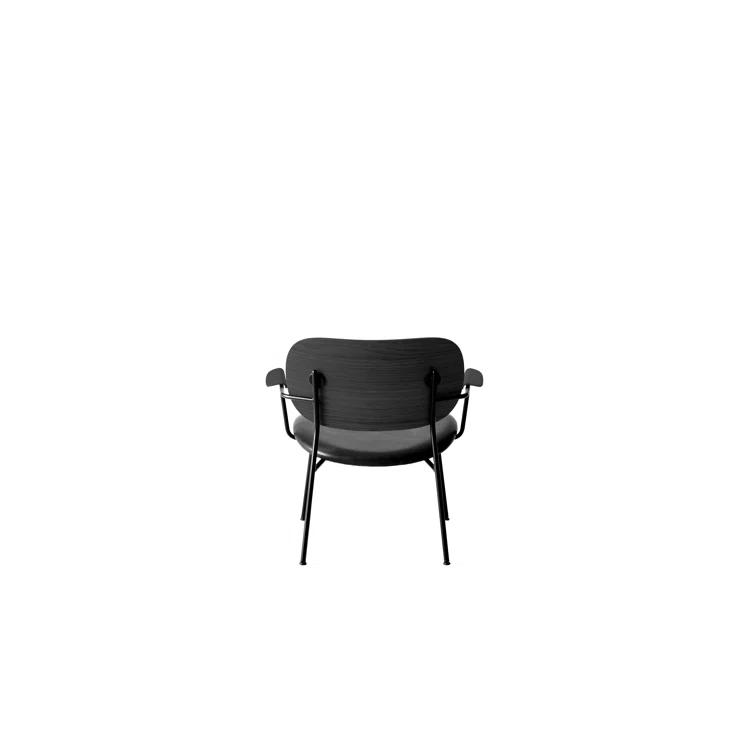 Black Leather and Metal Geometric Lounge Chair