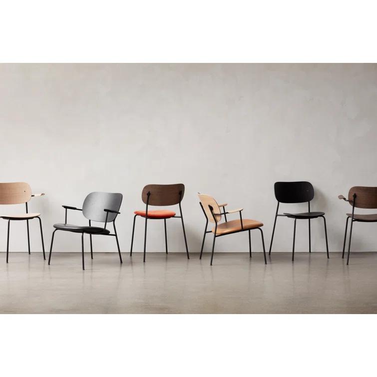 Black Leather and Metal Geometric Lounge Chair