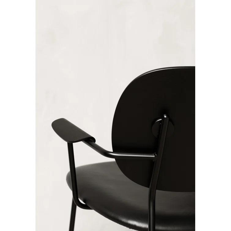 Black Leather and Metal Geometric Lounge Chair