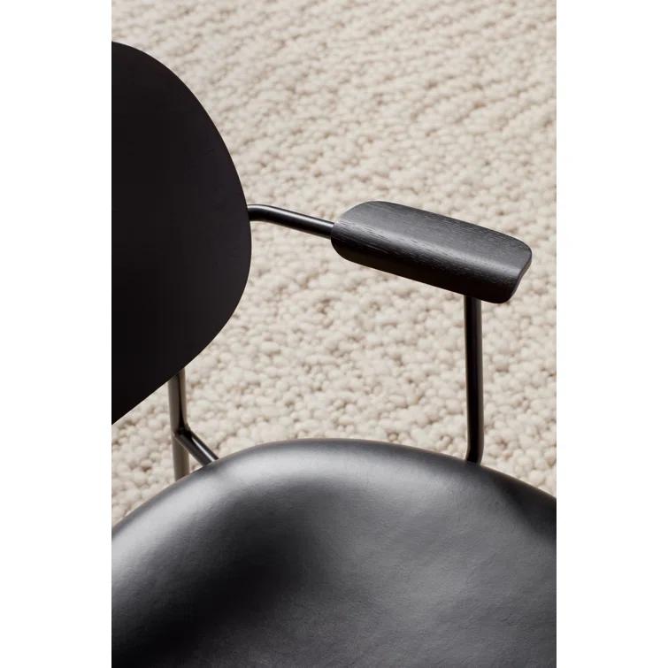 Black Leather and Metal Geometric Lounge Chair