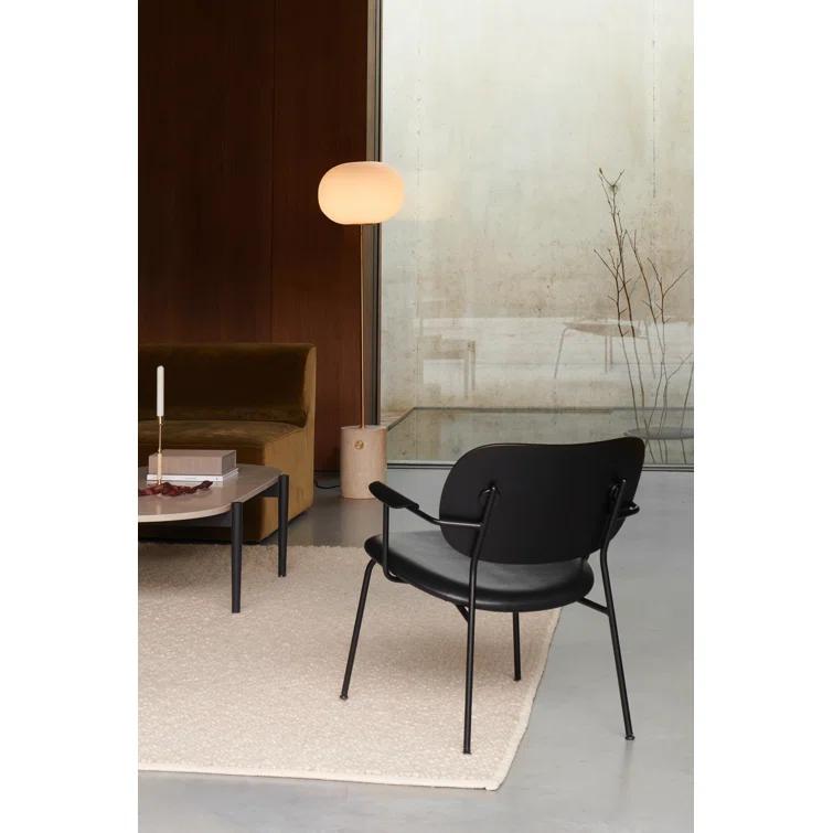 Elegant Beige Bouclé & Dark Oak Metal Frame Armchair