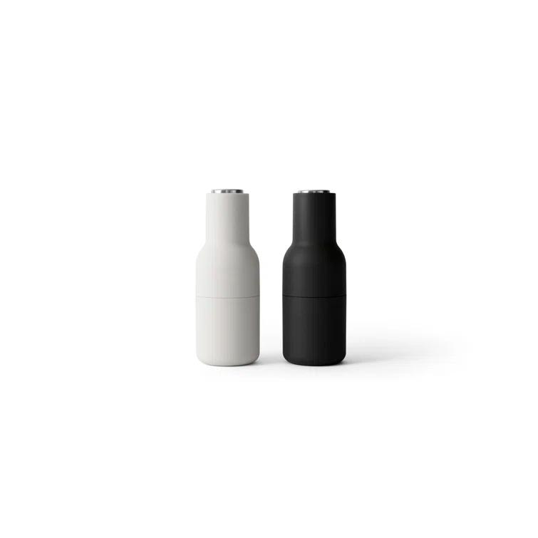 Ash & Carbon Ceramic Bottle Shaped Salt and Pepper Grinder Set